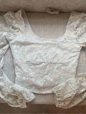 Altar’d State women’s  Lace Square-Neck Blouse in Cream